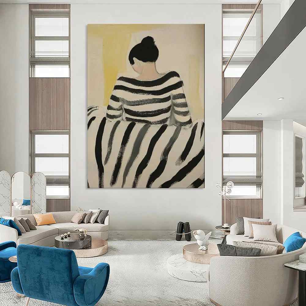 Yellow Original Figure Eclectic Giant Abstract Wall Art KNSX6